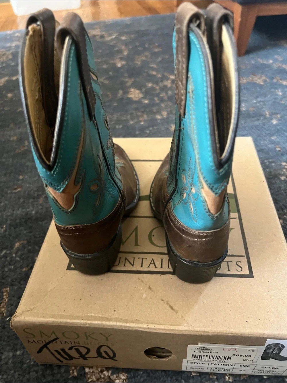 Smoky Mountain Girls' Brown & Turquoise Western Boots